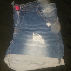 Ripped jean shorts